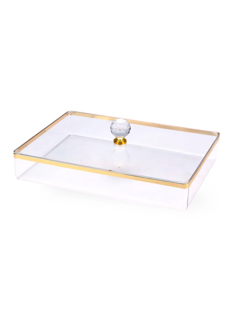 Rectangle Acrylic Tray with Lid  Stylish Serving Tray with Attractive Handle 33x24CM