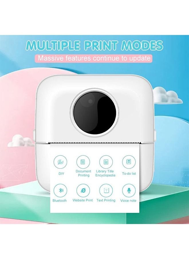 Label Printer, Portable Thermal Printer, Mini Photo Printer, Rechargeable Labeler, Small Bluetooth Inkless Printer with 10 Rolls Thermal Paper for Android and iOS Smartphones