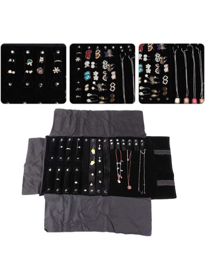 Jewelry Storage Bag, Jewelry Roll Organizer Holder, Travel Jewelery Bag Display Storage Bag Jewelery Travel Bag Travel Jewelery Case Foldable Jewelry Travel Roll Case for Rings Necklaces Earrings