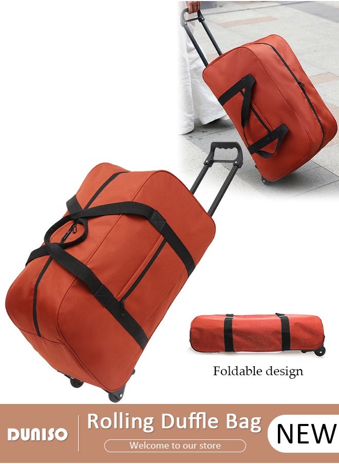 Foldable Rolling Duffle Bag with 2 Wheels,Carry On Luggage with Handle,Light Weight Travel Duffel bag with Large Loading Capacity,Expandable Weekend Travel Bag for Women and Men Travel Camping Sports