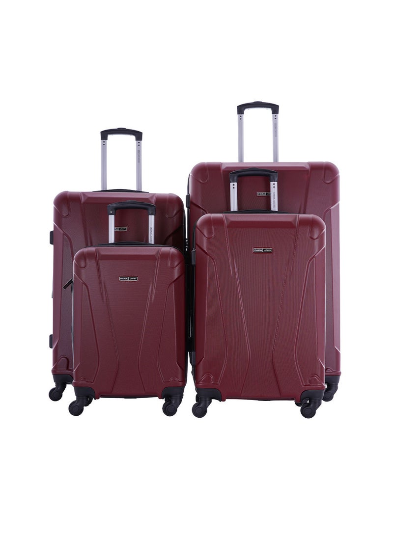 Mayo 4-Piece ABS Spinner Luggage Trolley Bag Set 20/24/28/32 Inch Burgundy