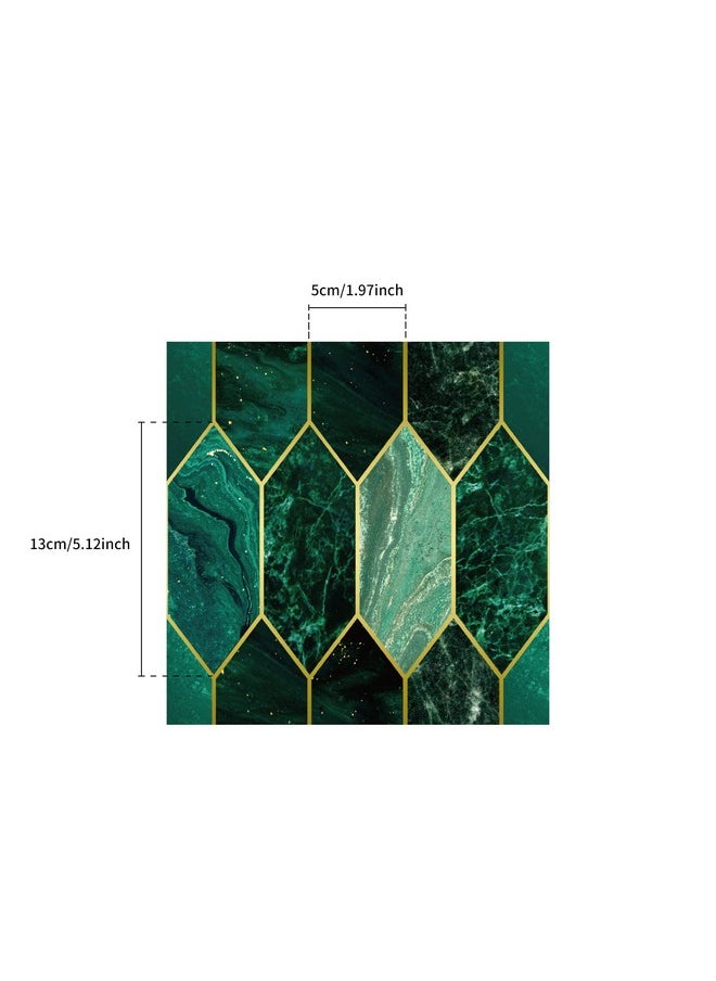 50Pcs Art Deco Peel And Stick Thick Kitchen Backsplash, Self Adhesive Wall Tile, Flat Glossy Stickers For Home Decor, Holographic Emerald 7.87