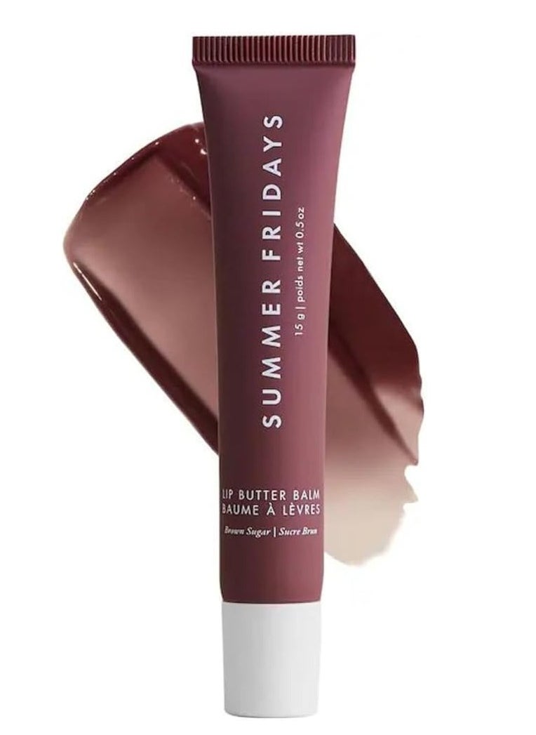 Summer Fridays Lip Butter Balm - Conditioning Lip Mask and Lip Balm for Instant Moisture, Shine and Hydration - Sheer-Tinted, Soothing Lip Care - Brown Sugar (.5 Oz)