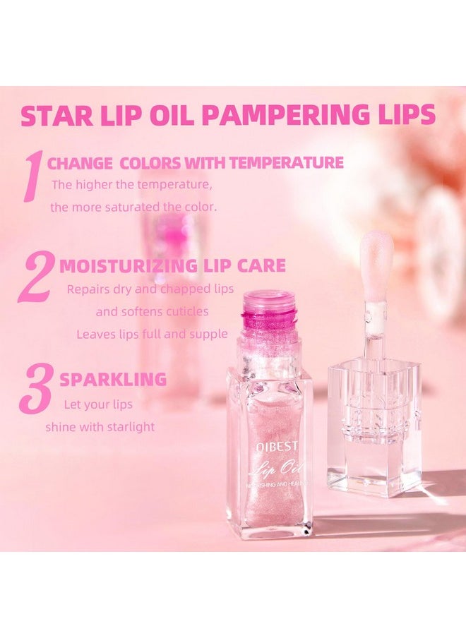 Magic Color Changing Moisturizing Lip Glow Oil Plumping Glimmer Glow Lipstick, Hydrating Lip Gloss Lip Balm Transparent Lip Care, Long Lasting Moisturizing Non-Sticky Fresh Texture Lip Oil