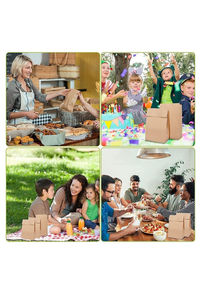 Kraft Paper Bags, 30 Pcs Brown Party Bags with 1 Roll Label Stickers, Grease-Resistant Paper Lunch Bags, Sandwich Bag, Grocery Bags, Snack Bags, for Birthday Wedding Party Favor (13 x 8 x 24 cm)