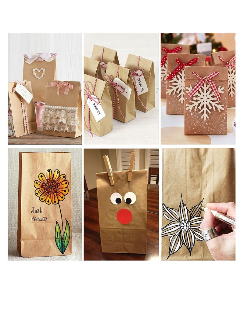 Kraft Paper Bags, 30 Pcs Brown Party Bags with 1 Roll Label Stickers, Grease-Resistant Paper Lunch Bags, Sandwich Bag, Grocery Bags, Snack Bags, for Birthday Wedding Party Favor (13 x 8 x 24 cm)