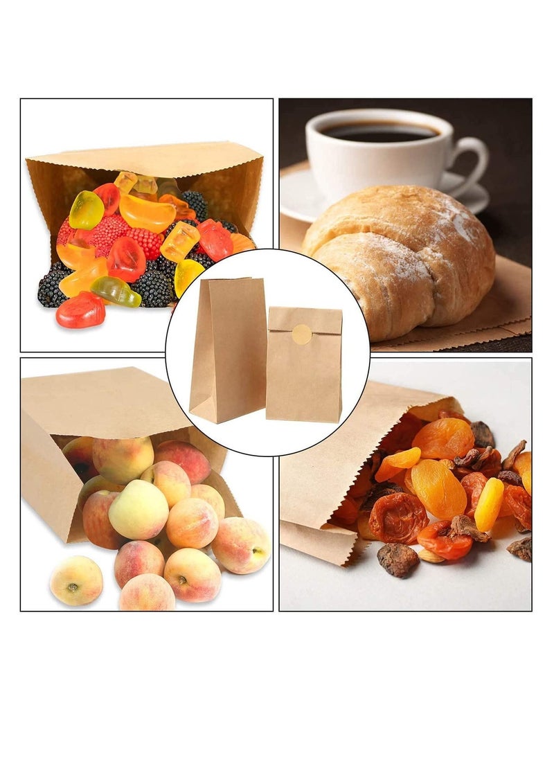 Kraft Paper Bags, 30 Pcs Brown Party Bags with 1 Roll Label Stickers, Grease-Resistant Paper Lunch Bags, Sandwich Bag, Grocery Bags, Snack Bags, for Birthday Wedding Party Favor (13 x 8 x 24 cm)