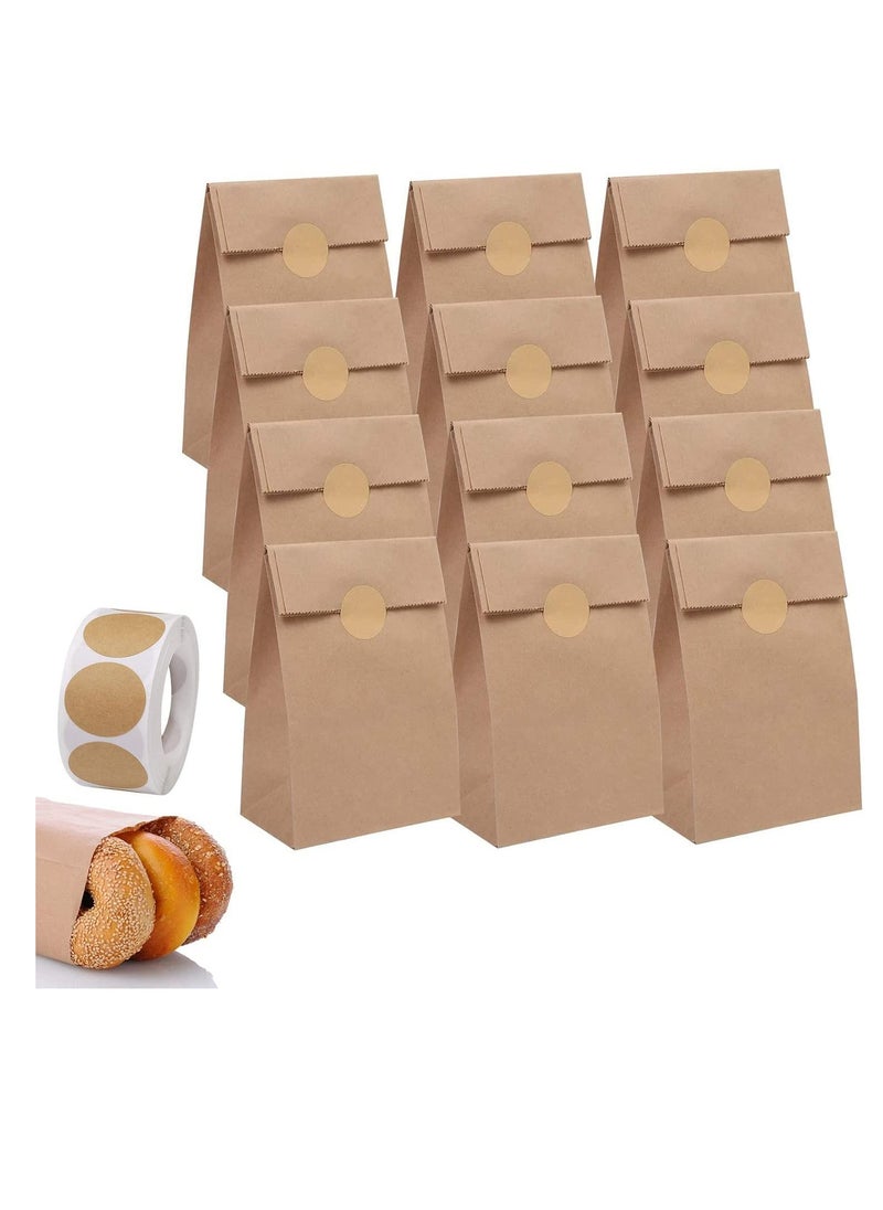 Kraft Paper Bags, 30 Pcs Brown Party Bags with 1 Roll Label Stickers, Grease-Resistant Paper Lunch Bags, Sandwich Bag, Grocery Bags, Snack Bags, for Birthday Wedding Party Favor (13 x 8 x 24 cm)