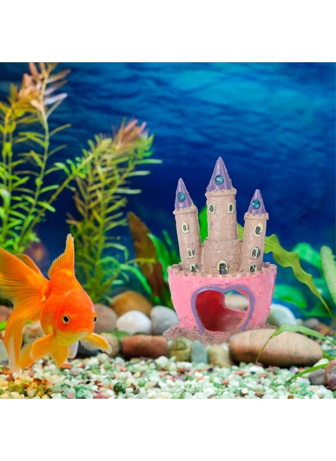 Heart Castle Statue Aquarium Castle Fish Hidden Cave Fish Tank Ornament Reptile Decor Reptile Accessories Aquarium Accessories Castle Figurine Beta Fish Child Goldfish Sand Table