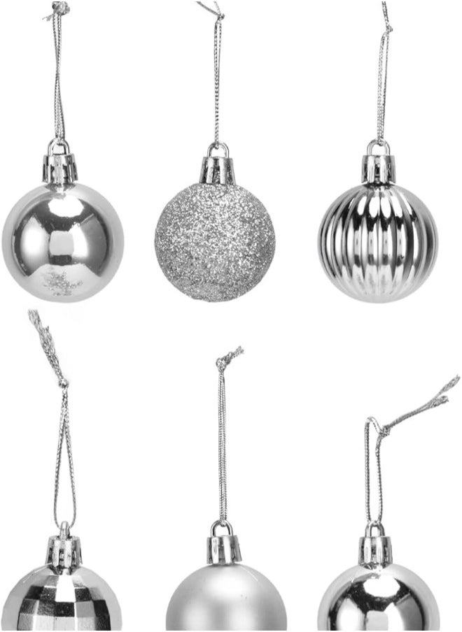 Christmas Tree Ball Ornaments, Shatterproof Hanging Baubles Set Assorted Xmas Pendant for Festival Party Decorations,36Pcs(Silver)