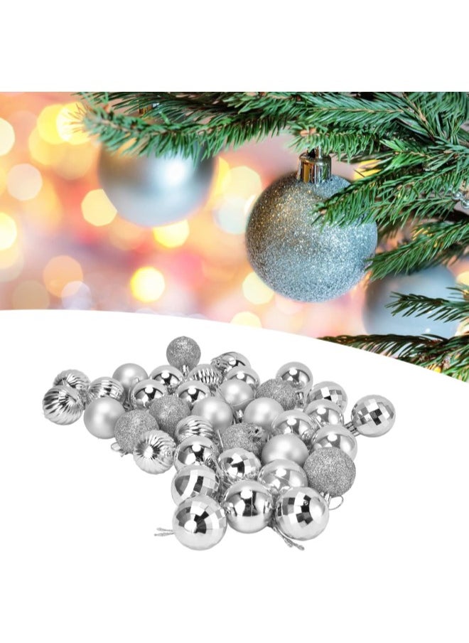 Christmas Tree Ball Ornaments, Shatterproof Hanging Baubles Set Assorted Xmas Pendant for Festival Party Decorations,36Pcs(Silver)