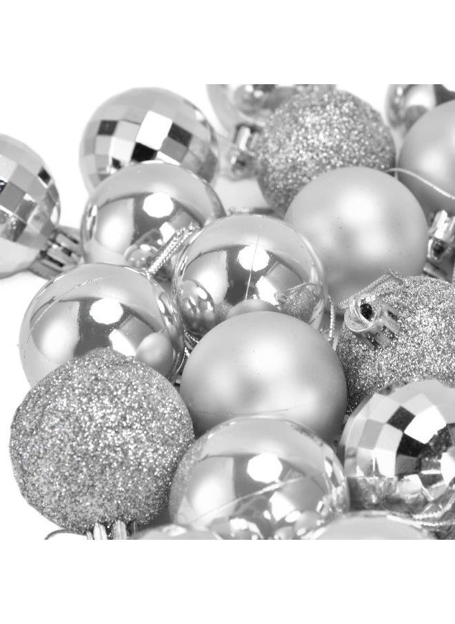 Christmas Tree Ball Ornaments, Shatterproof Hanging Baubles Set Assorted Xmas Pendant for Festival Party Decorations,36Pcs(Silver)