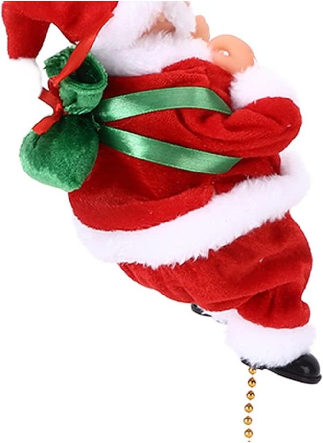 Climbing Santa Claus on Beads Chain, Electric Santa Claus Climbing Rope Decoration Xmas Tree Pendants Hanging Ornaments