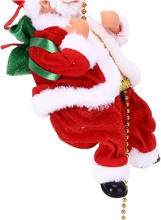 Climbing Santa Claus on Beads Chain, Electric Santa Claus Climbing Rope Decoration Xmas Tree Pendants Hanging Ornaments