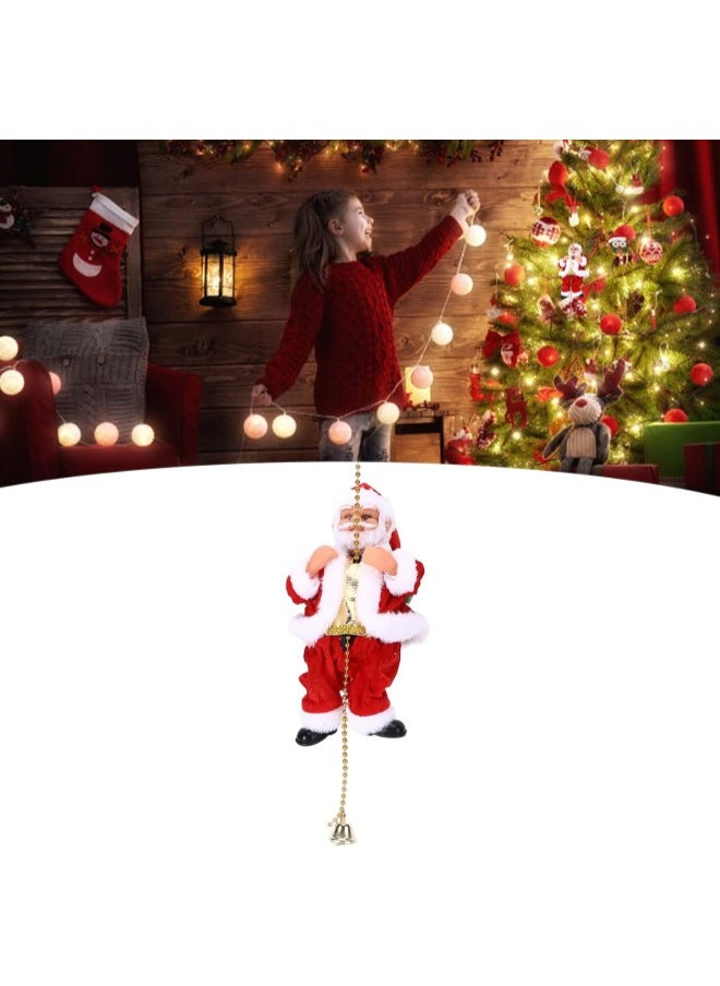 Climbing Santa Claus on Beads Chain, Electric Santa Claus Climbing Rope Decoration Xmas Tree Pendants Hanging Ornaments