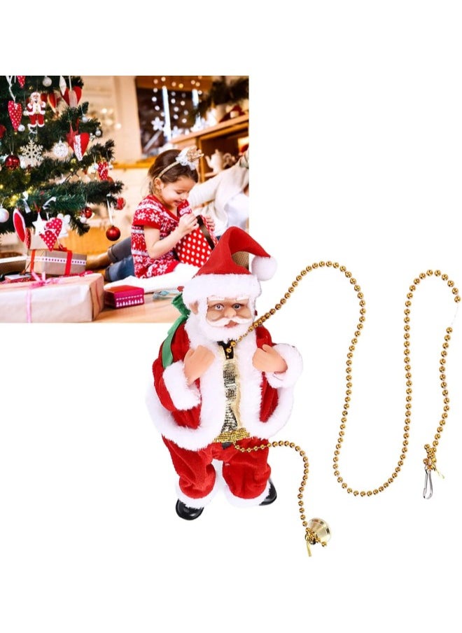 Climbing Santa Claus on Beads Chain, Electric Santa Claus Climbing Rope Decoration Xmas Tree Pendants Hanging Ornaments