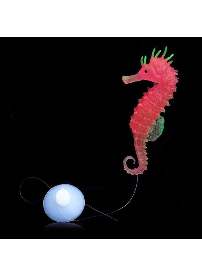 PULABO Aquarium Decor Luminous Artificial Soft Seahorse Hippocampus Fish Tank Ornament Red Exquisite Popular