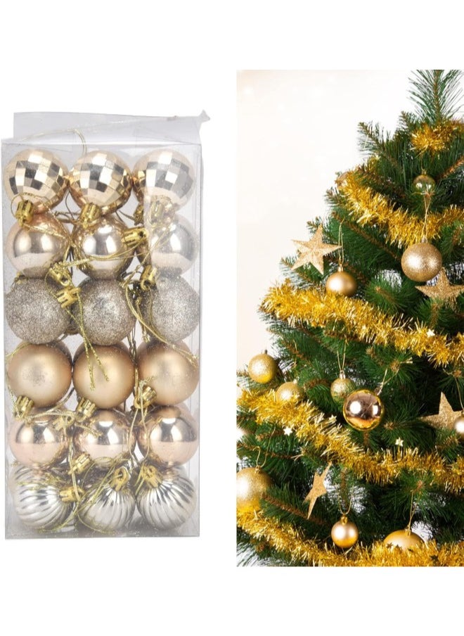 Christmas Tree Ball Ornaments, Shatterproof Hanging Baubles Set Assorted Xmas Pendant for Festival Party Decorations,36Pcs(Gold)