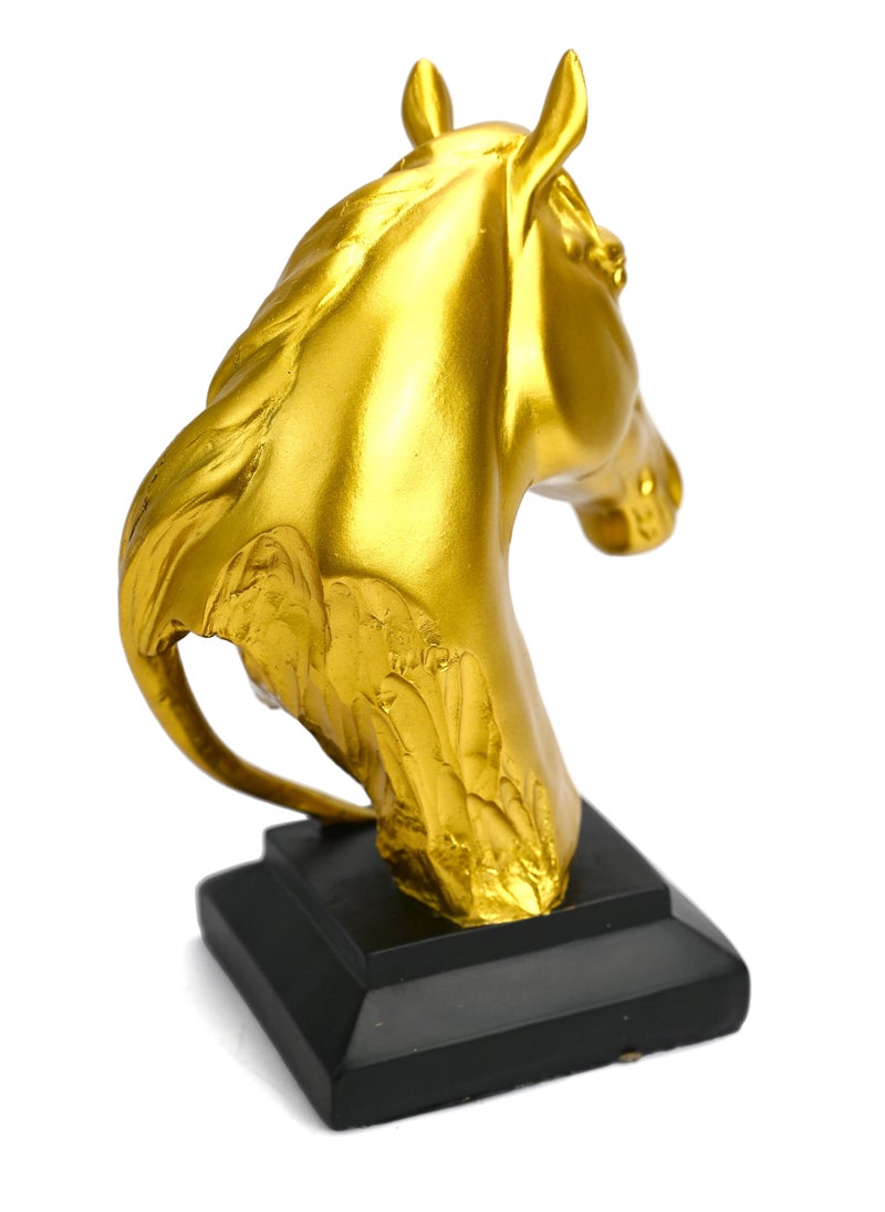 Gold Horse Head, Statue Sculpture Animal Figurine Crafts Adornment Ornament, Crafts Gifts for Family & Friends, Desk Table Desktop Décor for Home Office Bookshelf