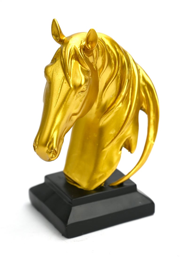 Gold Horse Head, Statue Sculpture Animal Figurine Crafts Adornment Ornament, Crafts Gifts for Family & Friends, Desk Table Desktop Décor for Home Office Bookshelf