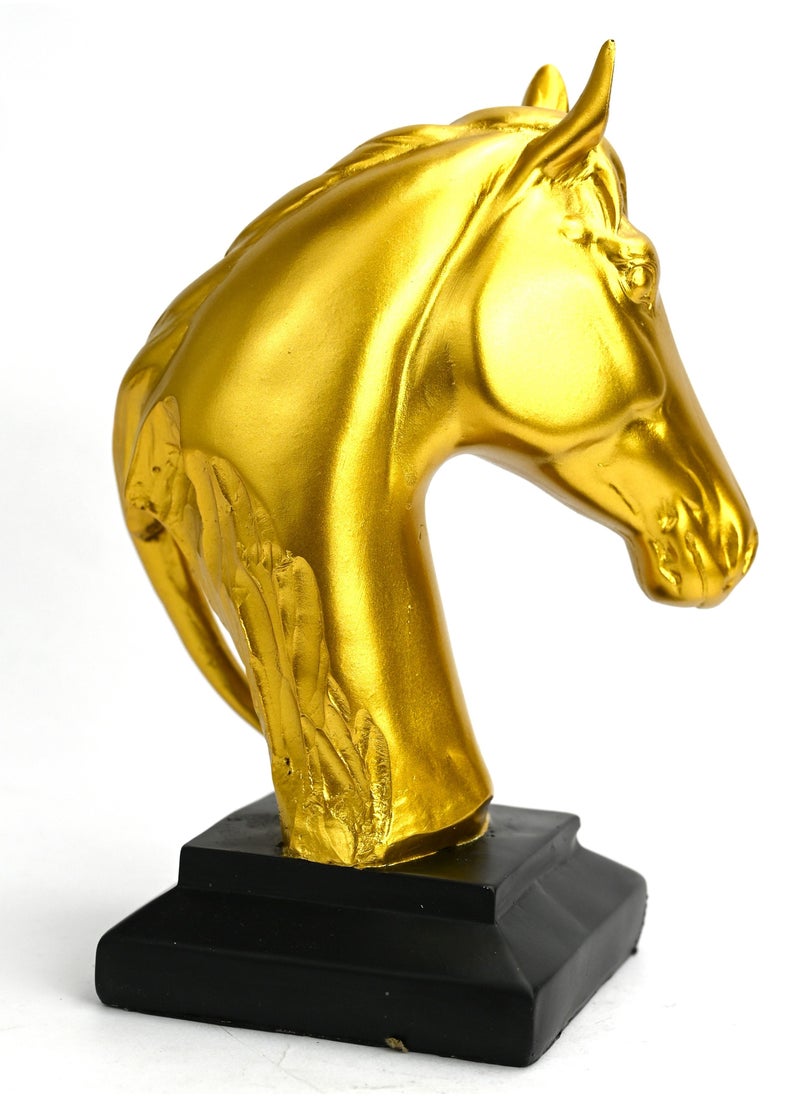 Gold Horse Head, Statue Sculpture Animal Figurine Crafts Adornment Ornament, Crafts Gifts for Family & Friends, Desk Table Desktop Décor for Home Office Bookshelf