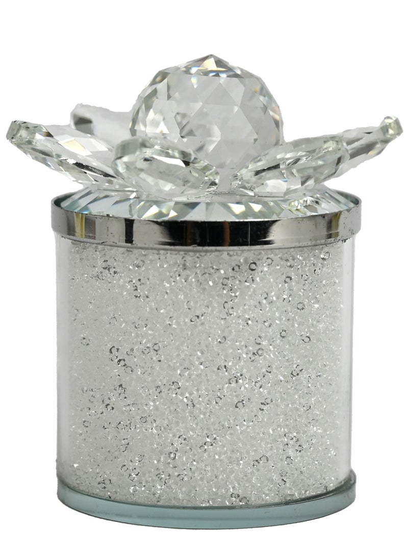 Crystal Container with Lid, Fancy Lotus Storage Container for Ramadan Decoration, Home Décor, Glass Jar for Kitchen Storage, Crystals and Stones Storage Container, Candy Jar for Office