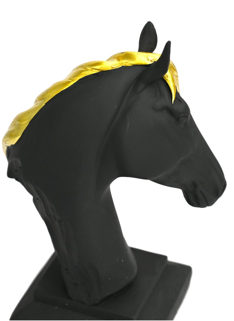 Horse Head Figurine Statue For Home Decoration Black & Gold/Horse Sculpture Home Figurine/Gift Ornament For Living Room, Desktop, Office, Study Room Bedroom, Coffee Shop, Reception