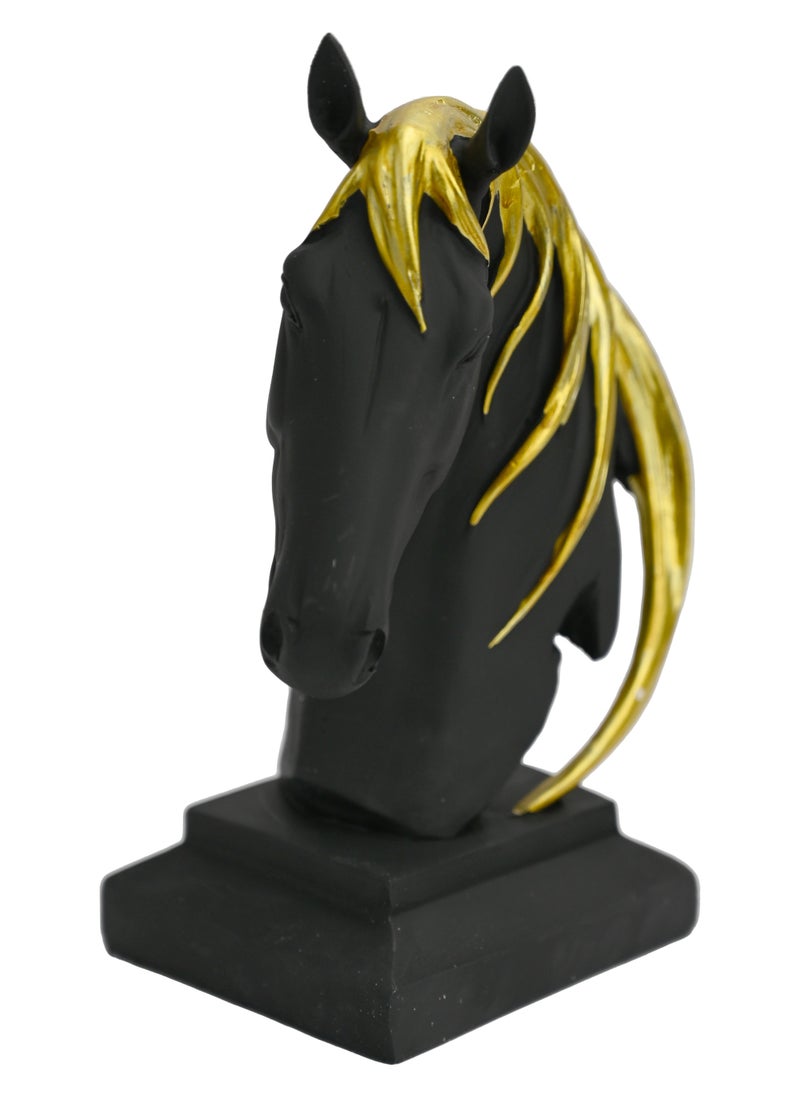 Horse Head Figurine Statue For Home Decoration Black & Gold/Horse Sculpture Home Figurine/Gift Ornament For Living Room, Desktop, Office, Study Room Bedroom, Coffee Shop, Reception