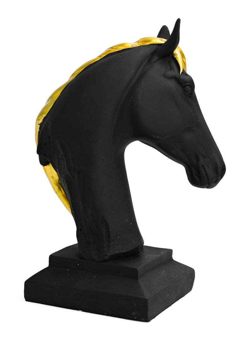 Horse Head Figurine Statue For Home Decoration Black & Gold/Horse Sculpture Home Figurine/Gift Ornament For Living Room, Desktop, Office, Study Room Bedroom, Coffee Shop, Reception