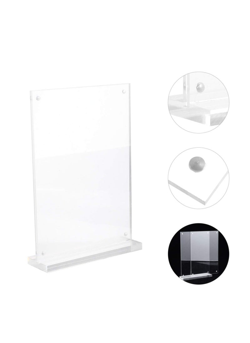 Acrylic Sign Holders T Shape Table Top Menu Display Stand Menu Ad Frame for Restaurants Promotions Photo Frames Classroom Vertical