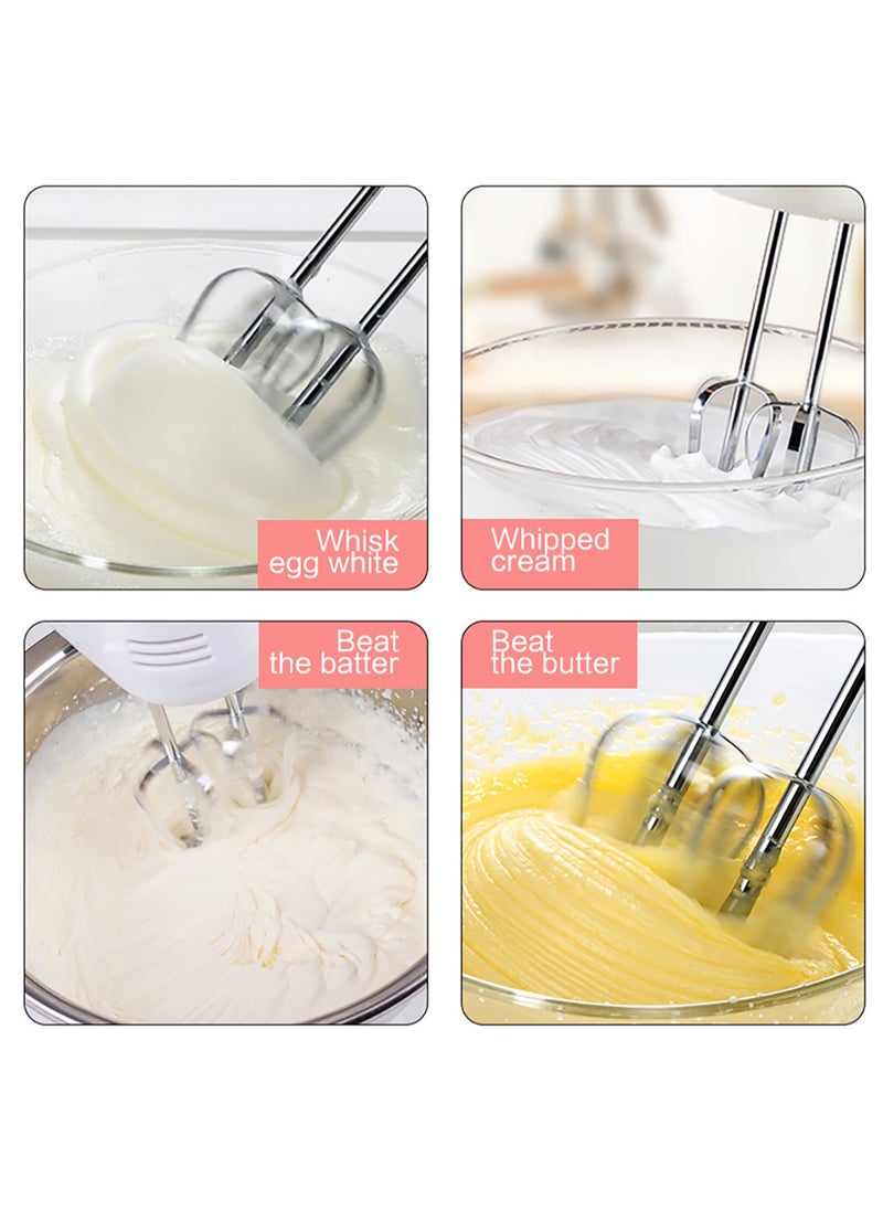 Household Hand Blender Electric, 7-Speed 100W Powerful Motor, Handheld Storage Box，Egg Whisk，Turbocharged and 4x Accessories, Flat Mixer, Dough Hook, Blender Essential for Cakes and Desserts