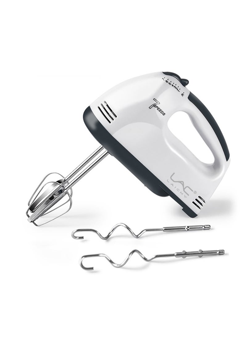 Household Hand Blender Electric, 7-Speed 100W Powerful Motor, Handheld Storage Box，Egg Whisk，Turbocharged and 4x Accessories, Flat Mixer, Dough Hook, Blender Essential for Cakes and Desserts