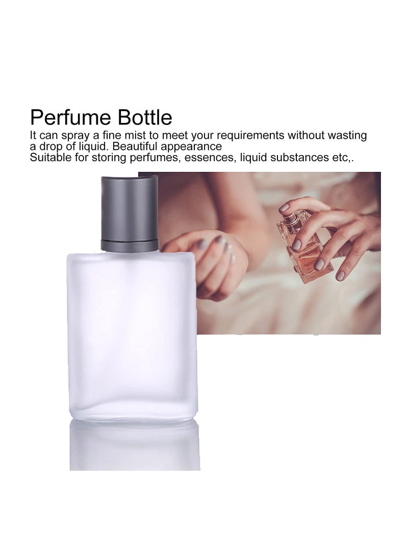 Spray Bottles 2Pcs 50ml/1.69 Oz Square Empty Frosted Glass Spray Bottles Perfume Atomizer Refillable Fine Mist Spray Empty Perfume Bottles for Essential Oils Makeup Toner Lotion (Frosted)