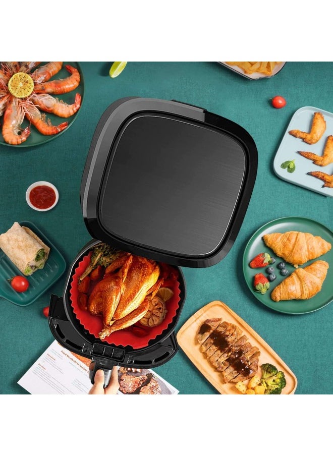 Air Fryer Silicone Pot,7.5inch Reusable Air Fryer Liners,2PCS No Need to Clean the Air Fryer, Reusable Air Fryers Silicone Liner Round for 5QT - Food Safe Air fryer Oven Accessories(Blue+Green)