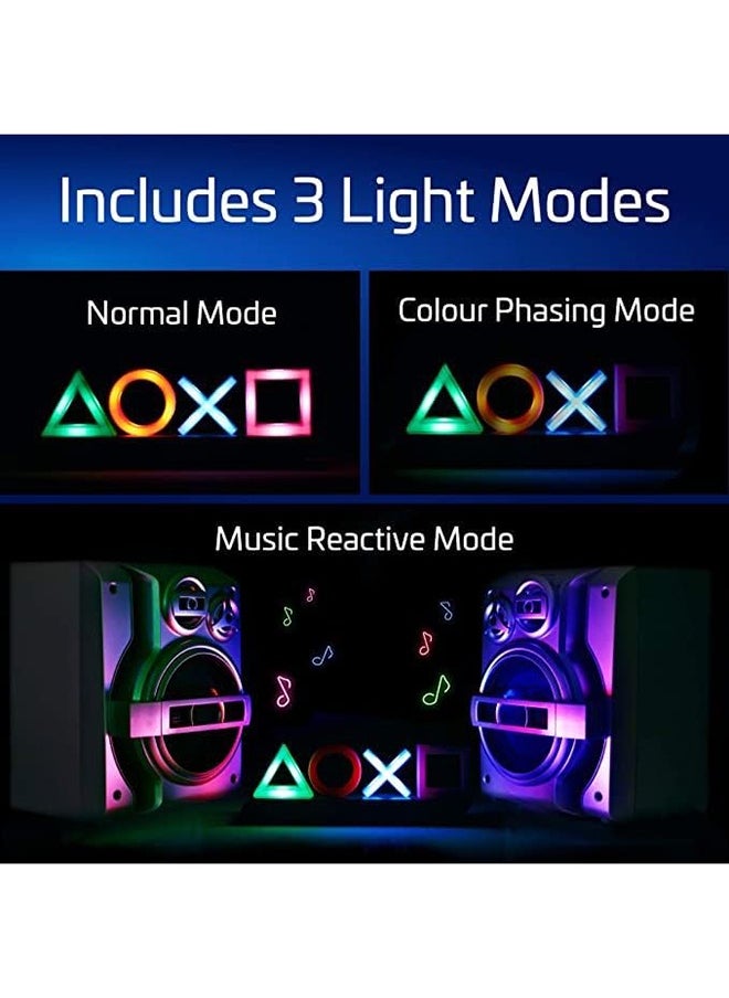 Icons Light Playstation For PS4 PS5, 3 Light Modes - Music Reactive Game Room Lighting,Acrylic  Eco-Friendly BDP Breakdown Plastic, Perfect for Home, Office and Bedrooms Red/Purple/Green 14inch