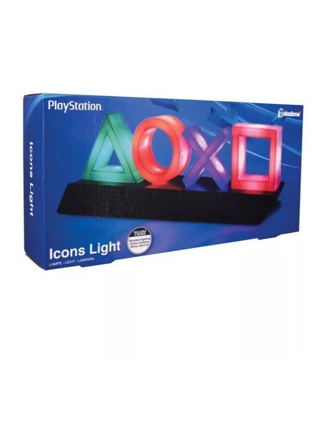 Icons Light Playstation For PS4 PS5, 3 Light Modes - Music Reactive Game Room Lighting,Acrylic  Eco-Friendly BDP Breakdown Plastic, Perfect for Home, Office and Bedrooms Red/Purple/Green 14inch