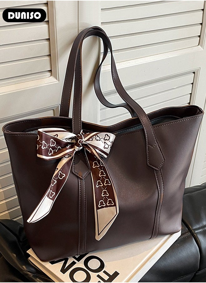 Women's Shoulder Tote Bag Faux Leather Handbag for Women Large Capacity Messenger Fashionable Travel Shoulder Bag for Ladies Girls College Students