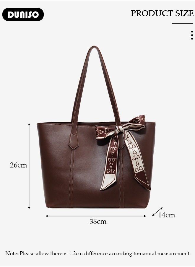 Women's Shoulder Tote Bag Faux Leather Handbag for Women Large Capacity Messenger Fashionable Travel Shoulder Bag for Ladies Girls College Students