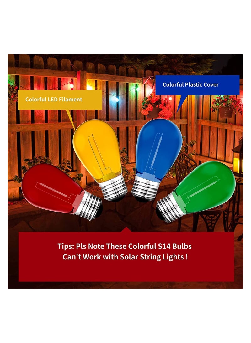 Colored Light Bulbs 5Pcs Colored LED String Light Bulbs 1W Waterproof Outdoor Indoor Replacement Bulbs for Home Decor Holiday Party Wedding E26 Base Ambiance Festival Decor