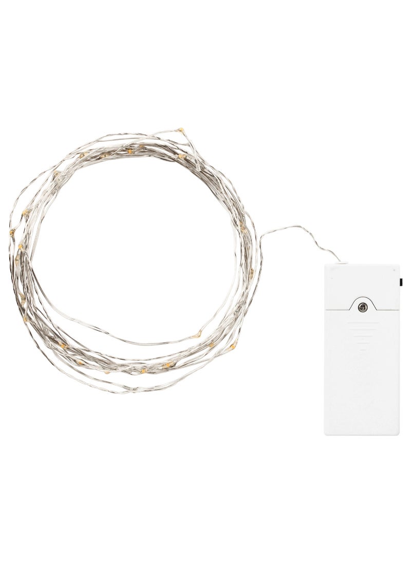 LED lighting chain with 40 lights indoor battery operated silver colour