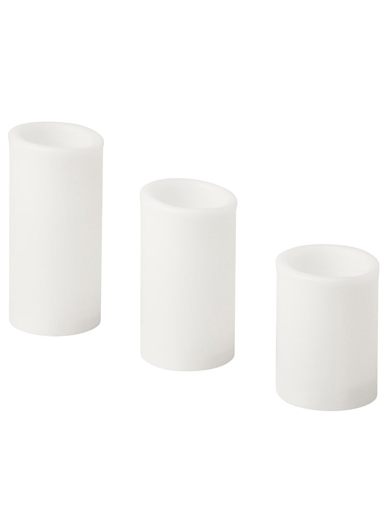 LED block candle set of 3 white indoor