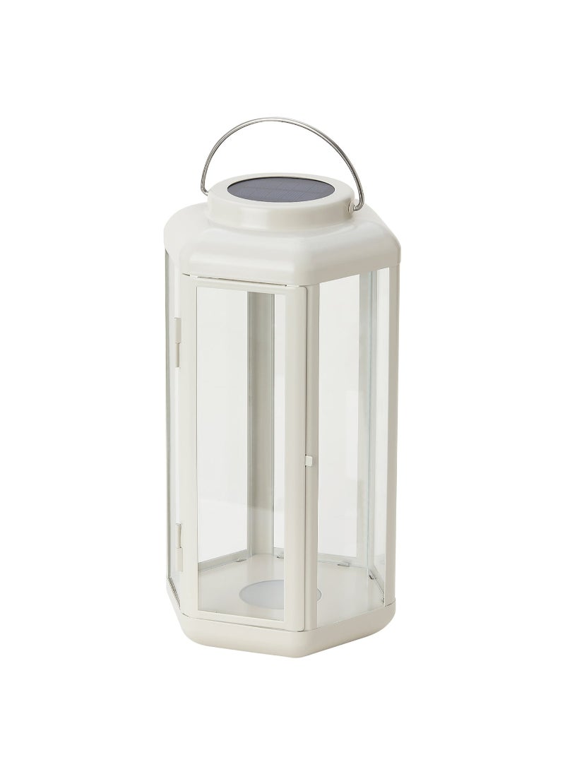 LED solar powered table lamp lantern beige 28 cm