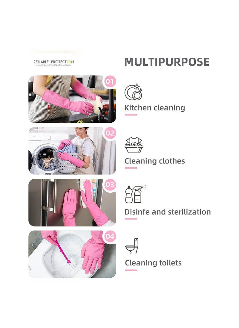 Cleaning Rubber Gloves, 2 Pairs Reusable Waterproof Dishwashing Cleaning Rubber Gloves, Non-slip, Kitchen Gloves, Large, Kitchen Waterproof Laundry Clothes Dishwashing Cleaning Gloves