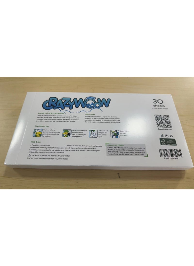 CrazyWoow Color Catchers Sheets 90 Sheets for  Laundry, Allow Mixed Washes, Prevent  Color Runs, and Maintain Original Color of  Clothing