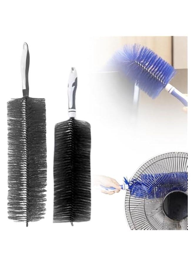 Flexible Fan Dusting Brush,Non-Disassembly Cleaning Microfiber Dust Collector,Upgrade Fan Cleaning Brush,Bendable Dusting Brush for Electric Fan, Multifunctional Cleaning Brushes (Black, Small+Large