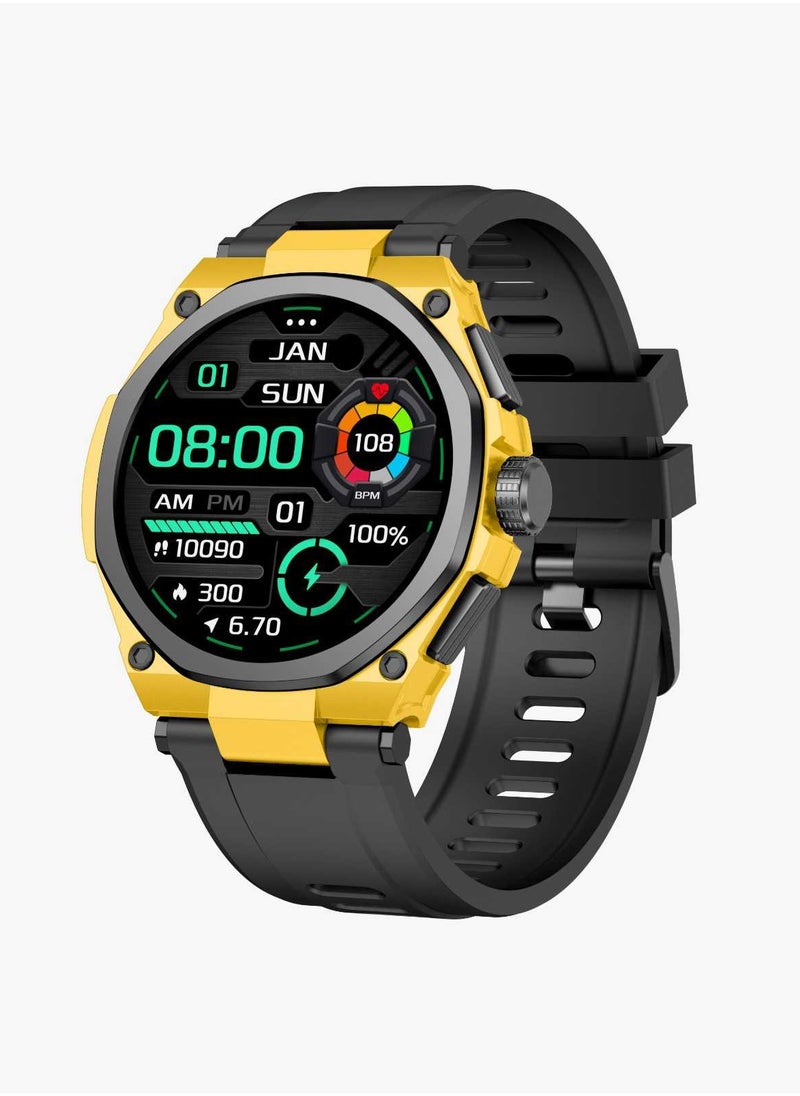 Grand Smart Watch with Yellow Case - Black