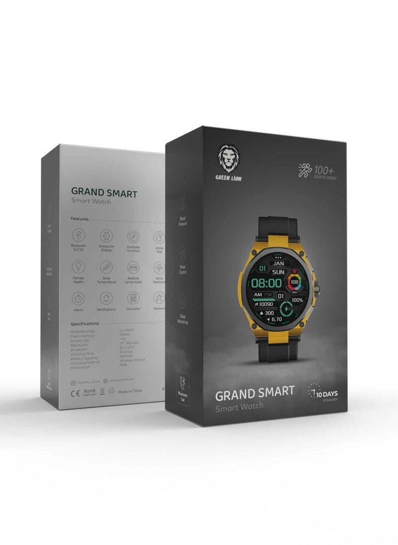 Grand Smart Watch with Yellow Case - Black