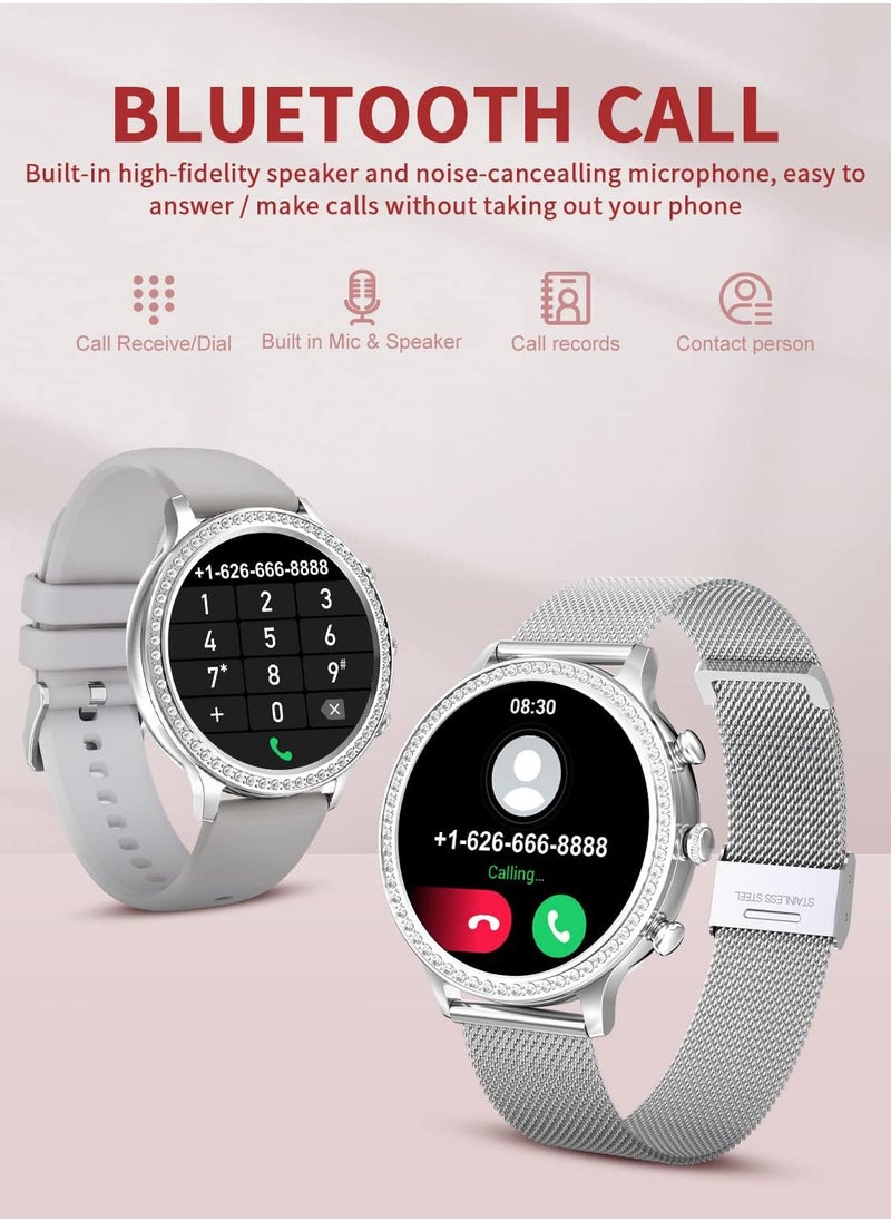 Women's Exquisite Bluetooth Smartwatch, 1.32-Inch Full Screen Touch, Answer/Make Calls, Exercise Sleep Heart Rate Monitoring, IP67 Waterproof RT-i70