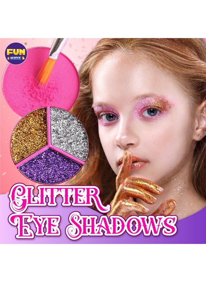 60Pcs Kid Makeup Kit For Girls 6-12, Funkidz Three Layers Folding Make Up Box Toy Set Child Beauty Cosmetic Kits For Little Girls Party Gifts
