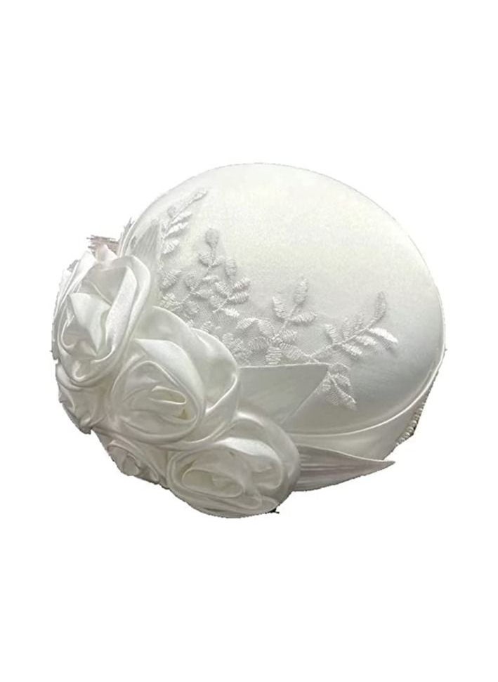 Vintage Satin Flower Fascinator Hat for Women, 1950s Tea Party and Wedding Accessories, Perfect for Studio Photos and Costume Events